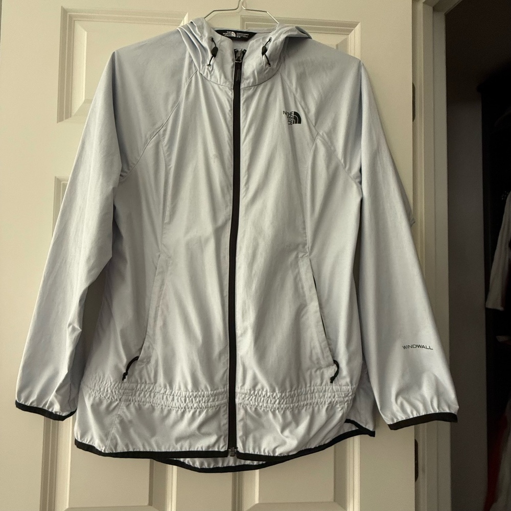 The North Face Women's Size S Gray Anorak Full Zip Hooded Windbreaker Jacket